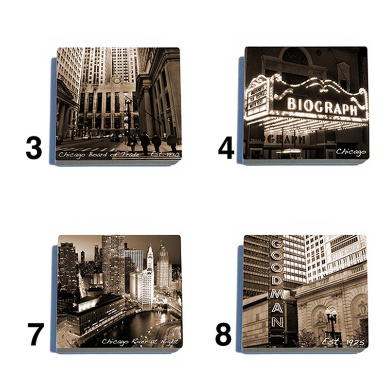 Chicago Tumbled Stone Coaster Tile Set Pick any four images 16 to choose from image 3