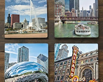 Chicago Landmarks Stone Coaster Set.