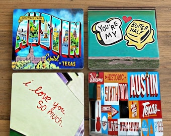 Austin Texas Mural Stone Coasters - Set of 4 - Handmade