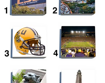 Set of 4 Hand Made LSU Stone Coasters - Pick any Four images - 6 to choose from