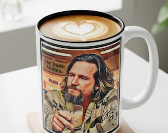 Large "The Dude Abides" Coffee Mug - 15 oz. Big Lebowski Ceramic Mug
