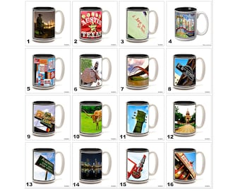 Full Color 15 oz. Ceramic Coffee Mug with original Austin, Texas photography.  Pick any one. 16 to choose from. Microwave/Dishwasher Safe.