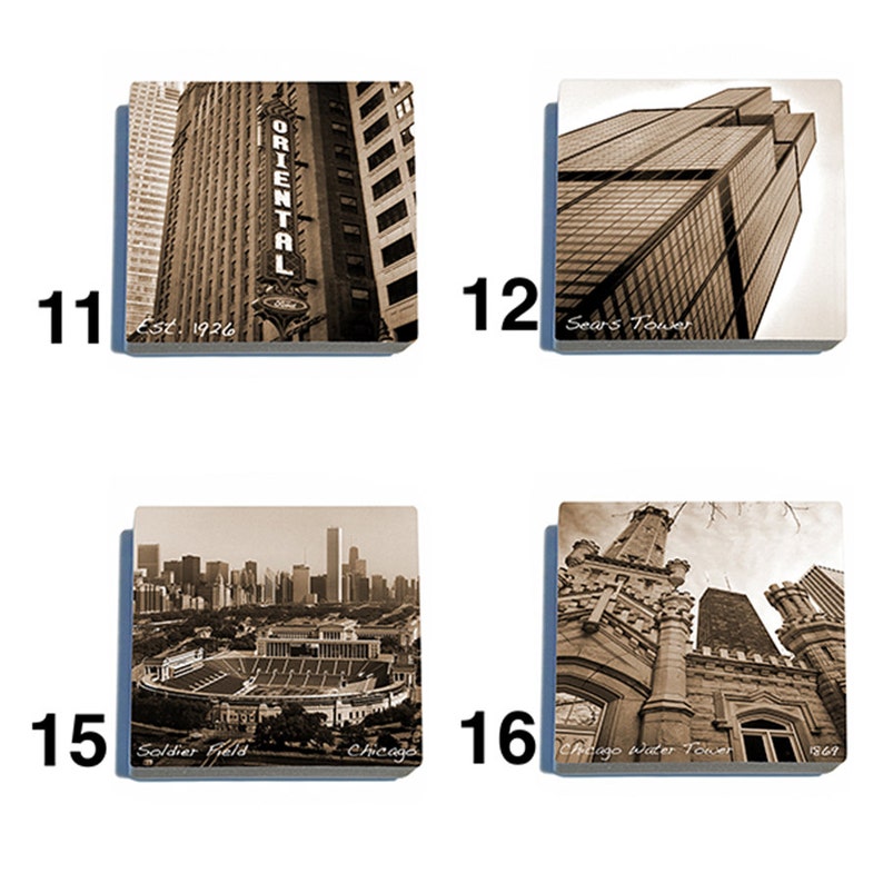 Chicago Tumbled Stone Coaster Tile Set Pick any four images 16 to choose from image 5
