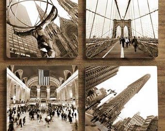 New York City Stone Drink Coaster Set - 16 designs, pick any 4.