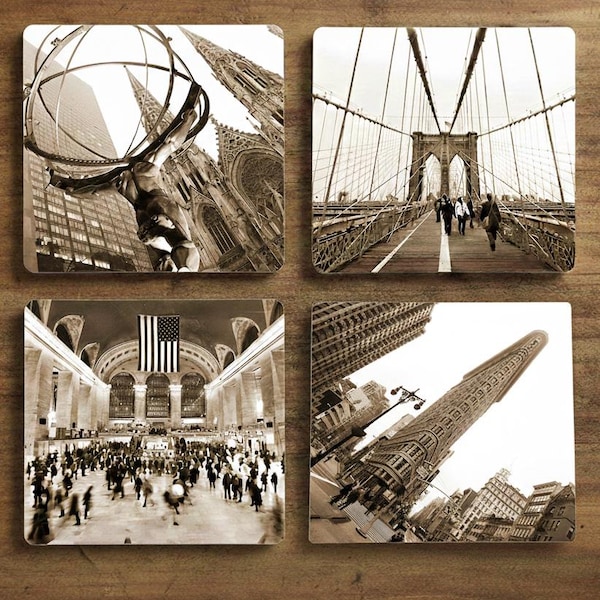 New York City Stone Drink Coaster Set - 16 designs, pick any 4.
