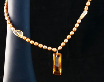 Citrine and Freshwater Pearl Necklace