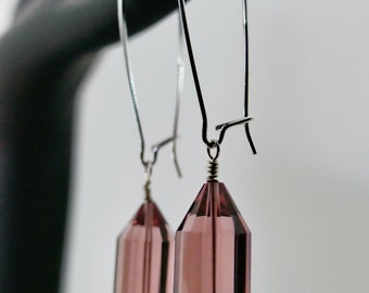 Faceted Mauve Spinel Drop Earrings