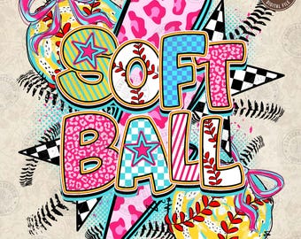 Retro Softball Png, Game Day Png, Preppy Softball Png, Softball Mama Png, Brushstroke Softball Mom Png, Leopard Softball, Digital Download