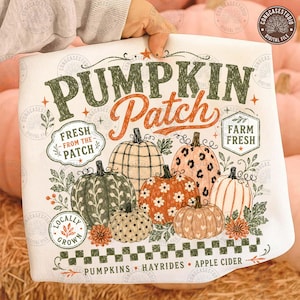Retro Pumpkin Patch Png: Boho Pumpkin Png, Trendy Fall Sublimation, Vintage Autumn Png, Cute Pattern Farm Fresh Pumpkin, Digital Download