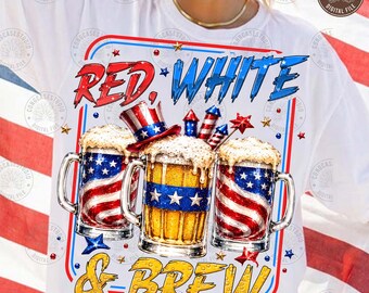 Rouge blanc et bière PNG : conception de chemise patriotique bière 4 juillet, téléchargement numérique