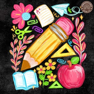 Coquette Teacher Back To School Png, Floral Teacher Pencil PNG, 1st Day Of School Png, Boho Floral Teacher, School Girl,, Digital Download