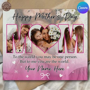 Mother&#39;s Day Canva Template, Custom Mom Canva Frame, Wear Heart On Sleeve Canva Template, Best Mom Canva, Mama Designs, Digital Download