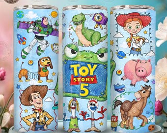 Toy Movie 5 Characters Png 20Oz Tumbler Png: Toy & Friends Png Tumbler Wrap, Story Friends Toys Watercolor Png, Digital Download
