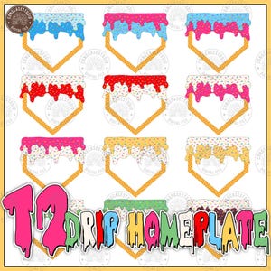 12 Waffle Home Plate Png Bundle, Drip Baseball Plate Png, Baseball Home, Ice Cream Drip Png, Drippy Baseball Icecream Drip, Digital Download