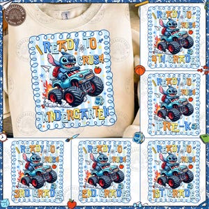 Bundle Blue Monster School Png, Cartoon Back To School Png, Ready To Crush KindergartenPng, Gift For Kid, Bruh We Back Png, Digital Download