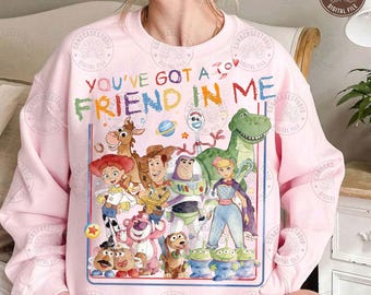 You’ve Got A Friend In Me PNG: Watercolor Cartoon Toy Friends Trendy Boy Shirt Design, Digital Download