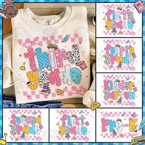 Preppy Back to School Floral Bundle, First Day Of School, School Png, Preppy School Png, First/Second/Third Grade Design, Digital Download