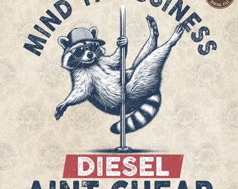 Funny Raccoon Dad PNG: Mind Ya Business, Retro Design (Digital Download)