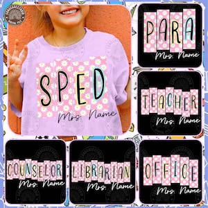Custom Back to School Teacher Sped Para Counselor, School Occupation PNG Bundle, Preppy First Day of School Girly  Daisy, Digital Download