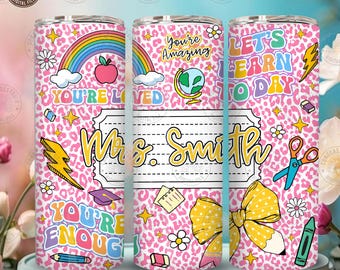 Personalized Teacher Tumbler Sublimation Design: 20oz Skinny Wrap (Digital Download)