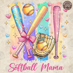 Softball Mom PNG, Softball Coquette PNG, Brushstroke Softball PNG, Softball Mama Png, Softball Coquette Bow, Softball Png, Digital Download