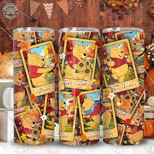 Cartoon 20 OZ Tumbler Wrap, Cartoon Bear And Friends Of Fall Character 20 OZ Tumbler Wrap Png Design, Blue Monster Tumblerm Digital Download
