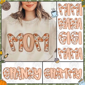 Coquette Fall Mama Nana Mimi Png, Autumn Pumpkin Mom, Autumn Floral, Fall Design, Glitter Pumpkin Bow Png, Glitter Fall Png,Digital Download