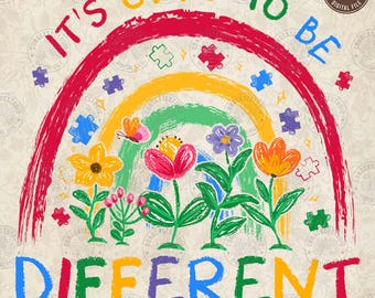 Rainbow Autism Coquette Png, Retro Autism Png,Puzzle Png, Autism Awareness Png, Autism Ribbon Png, It&#39;s Ok To Be Different, Digital Download