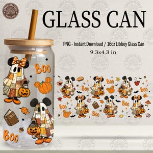 Cartoon Mouse Friends 16oz Glass Can Wrap Png, Fall Vibes Png, Halloween Pumpkins Libbey Glass Can, Cartoon Glass Can Wrap, Digital Download