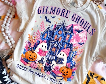 Gilmore Ghouls Png: Where You Haunt I Will Follow Png, Haunted House Png, Pumpkin Season Png, Brushstroke Halloween Png, Digital Download