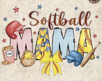 Softball Coquette Bow Png, Retro Softball Mama Png, Softball Png, Game Day Png, Sports Mama Shirt  Png, Softball Mom Png, Digital Download