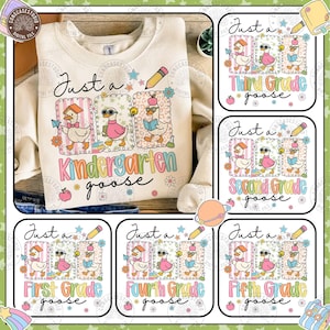Back to School Silly Goose PNG Bundle, Coquette Teacher First Day of School Shirt Design, Preppy Floral, 1st/2nd/3rd Grade, Digital Download