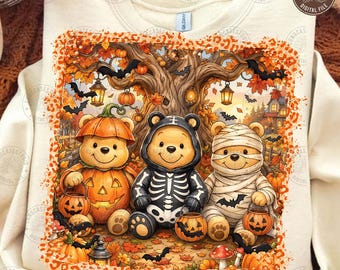 Retro Halloween Bear Png: Halloween Ghost Png, Spooky Vibes Png, Trick Or Treat Png, Halloween Shirt Png, Spooky Season, Digital Download