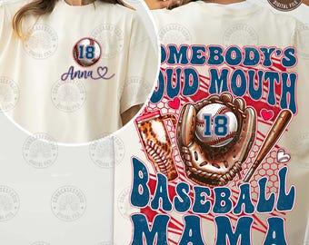Baseball Season Png, Custom Baseball Mama Png, Baseball Mom Shirt With Kids Name & Jersey Number Png, Game Day Design Png,  Digital Download