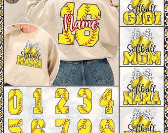 Personalized Softball Mom Png Bundle, Retro Softball Mama Coquette Png, Custom Softball Png, Softball Png, Game Day Png, Digital Download