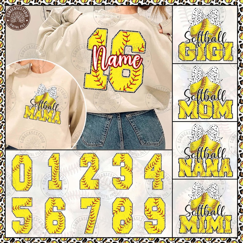 Personalized Softball Mom Png Bundle, Retro Softball Mama Coquette Png, Custom Softball Png, Softball Png, Game Day Png, Digital Download image 1