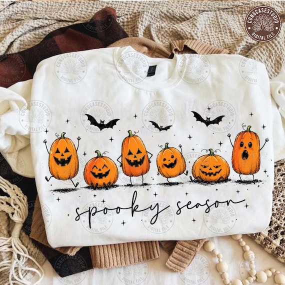 Spooky Season Png: Cute Pumpkin Png, Trendy Fall Png, Autumn Png, Halloween Png, Fall Pumpkin Sublimation Shirt Png, Digital Download