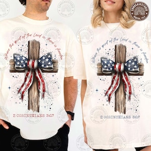 Christian 4th Of July Png, Retro American Flag Cross Png, Faith Love Freedom, God Bless America, Independence Day Design, Digital Download