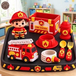 Firefighter Playset, Fire Truck Play Kit, Fire Station Play Lab, Firefighter Pretend Play Toy, Kids Gift 3MF STL File, 3D Print File