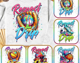Pakiet Respect The Drip Png, Baseball Mama Png, Softball Mom Png, Football Png, Retro Baseball Drip Png, Ice Cream Drip Png, Pobieranie cyfrowe