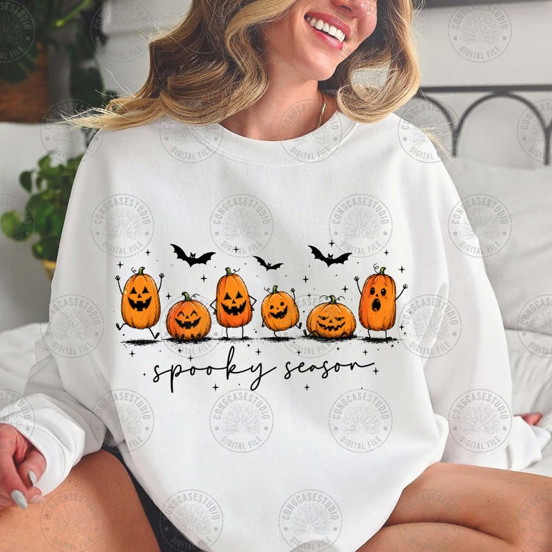 Spooky Season Png: Cute Pumpkin Png, Trendy Fall Png, Autumn Png, Halloween Png, Fall Pumpkin Sublimation Shirt Png, Digital Download image 4