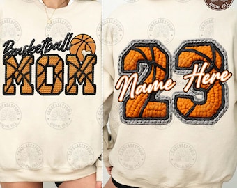 Camiseta personalizada de baloncesto estilo mamá, diseño de hilo sintético: Baloncesto de ganchillo Coquette, diseño para camiseta de día de partido, camiseta de temporada de baloncesto (PNG, descarga digital).