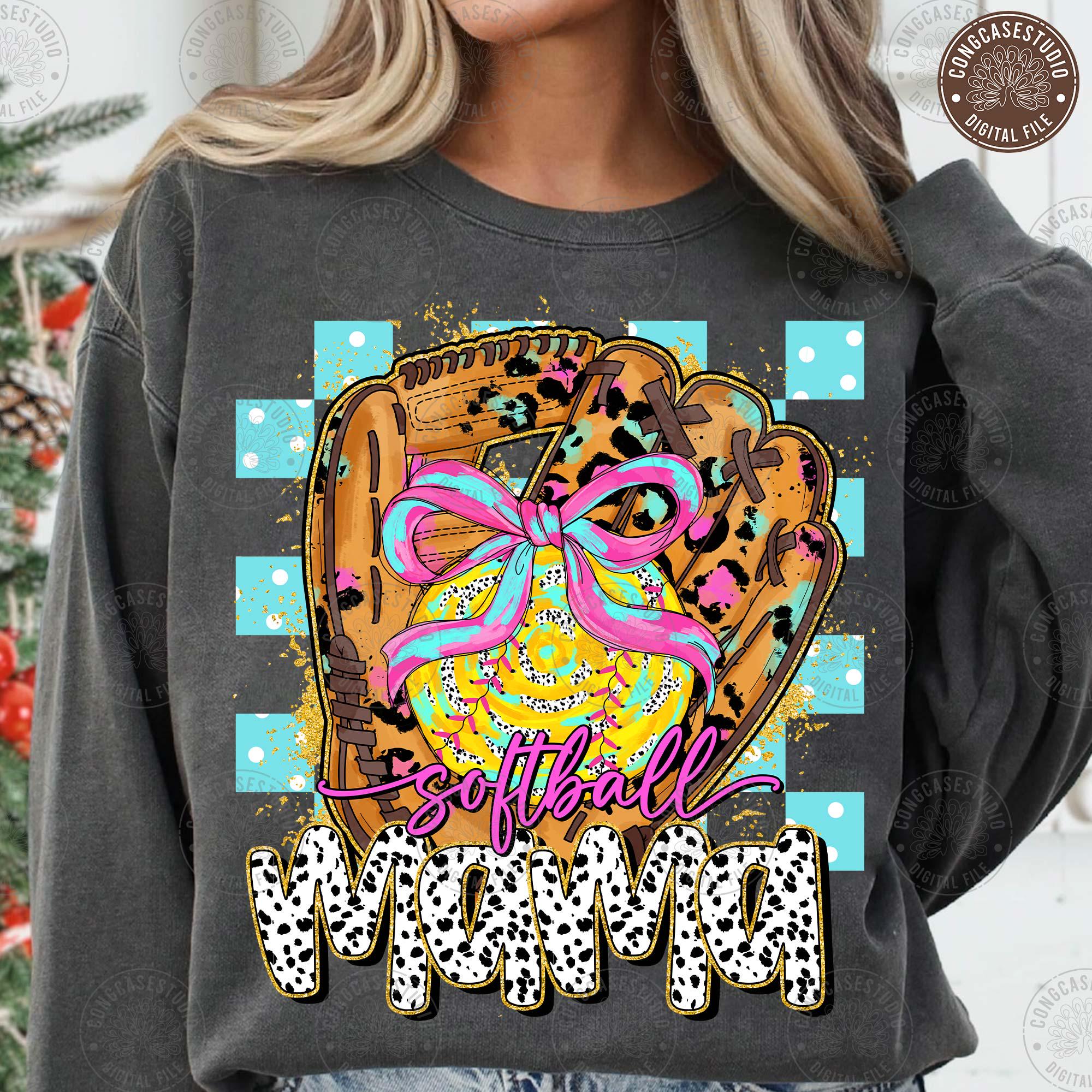 Softball in Glove Png, Softball Mama Png, Trendy Softball Design, Leopard Brushstroke Softball Png, Softball Game Shirt , Digital Download