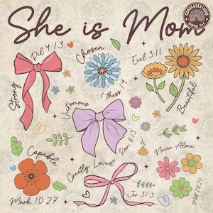 She is Mom Coquette Png, Christian Mama Png, Boho Floral Mama Png, Mom Png, Mother’s Day Gift Png, Bible Verses, Mama Png, Digital Download