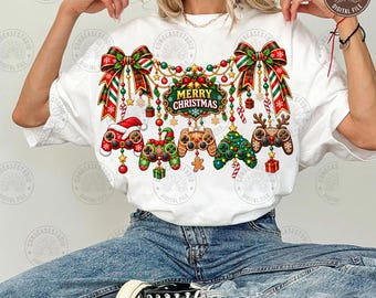 Trendy Christmas Gaming Controller PNG: Santa Claus Holiday Design, Video Game Christmas Graphic, Green Monster Png, Digital Download