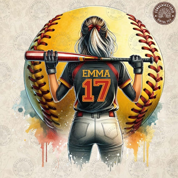 Custom Softball Png, Personalized Softball Girl Png, Softball Player Shirt With Name & Jersey Number Png, Mama Gift Png, Digital Download