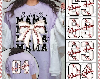 Personalized Baseball Mama Png, Coquette Baseball Png, Gameday Baseball Png, Custom Baseball Png, Baseball Mama Number Png, Digital Download