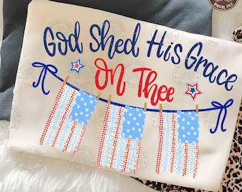God Shed His Grace on Thee PNG: Christian Patriotic Shirt Design, Digital Download