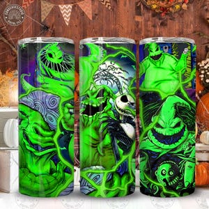 Halloween Cartoon 20oz Tumbler Png, Nightmare Halloween Character 20oz Skinny Tumbler Png Design, Halloween Green Monster, Digital Download