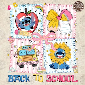 Lustige Kinder zurück in die Schule Png, Blau Alien Charakter Png, Retro Jungen Mädchen Erster Schultag Cartoon Png, Lehrer Shirt, digitaler Download
